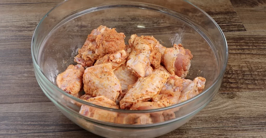 Seasoning the air fryer wings
