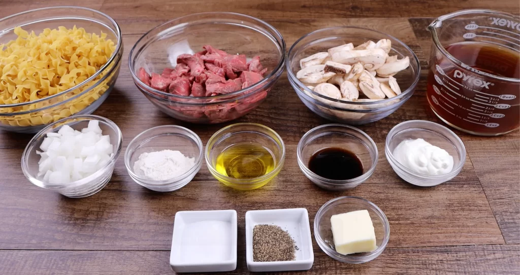 Ingredients for Beef Stroganoff