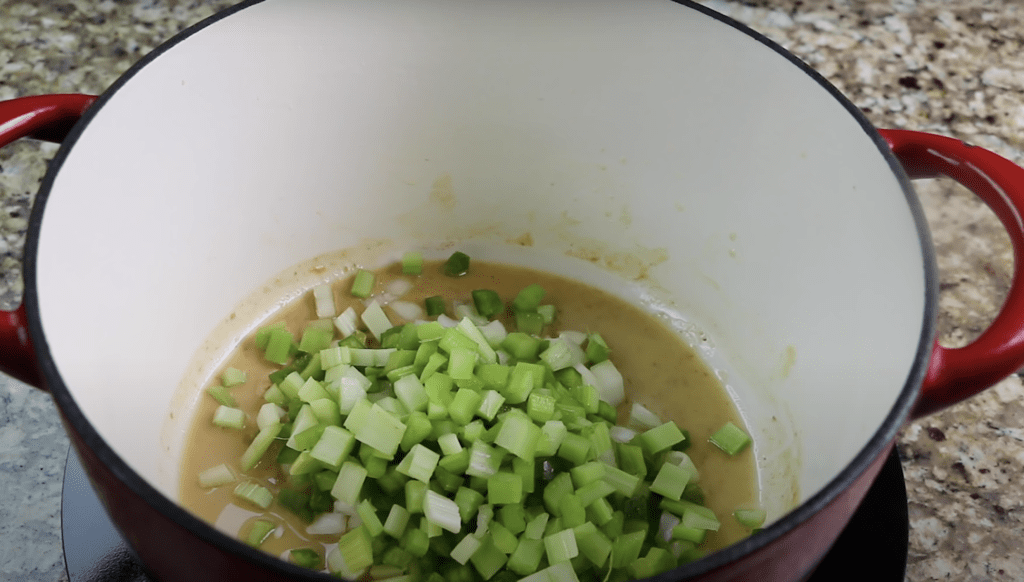 The holy trinity onion, celery and green bell pepper