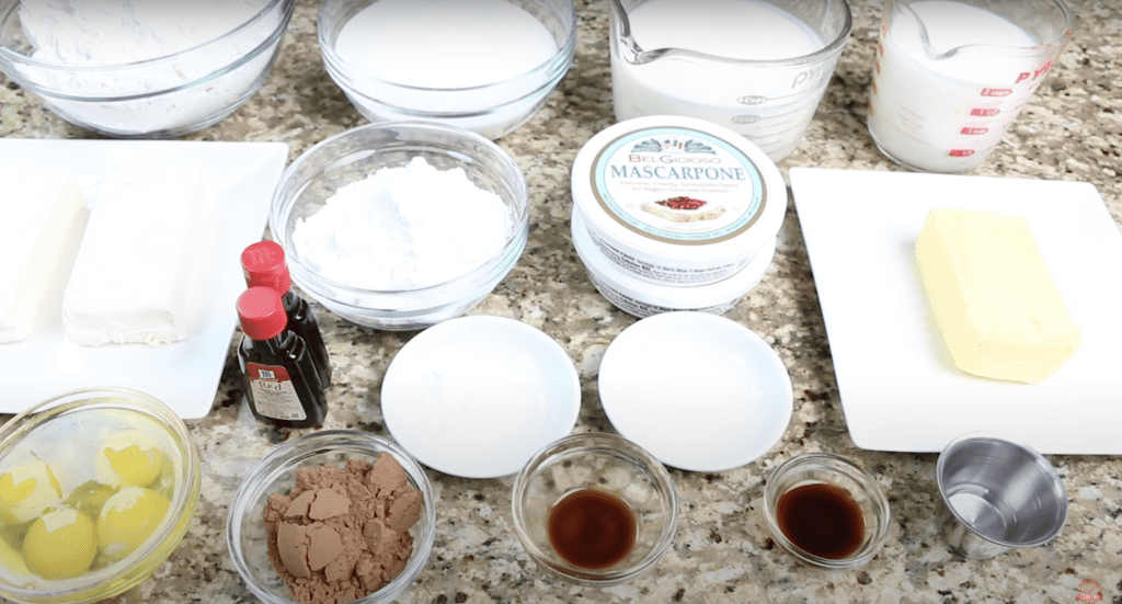 Ingredients for red velvet cake