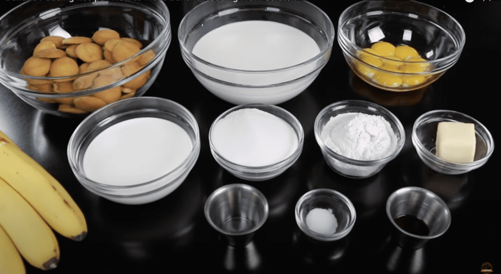 Ingredients for banana pudding