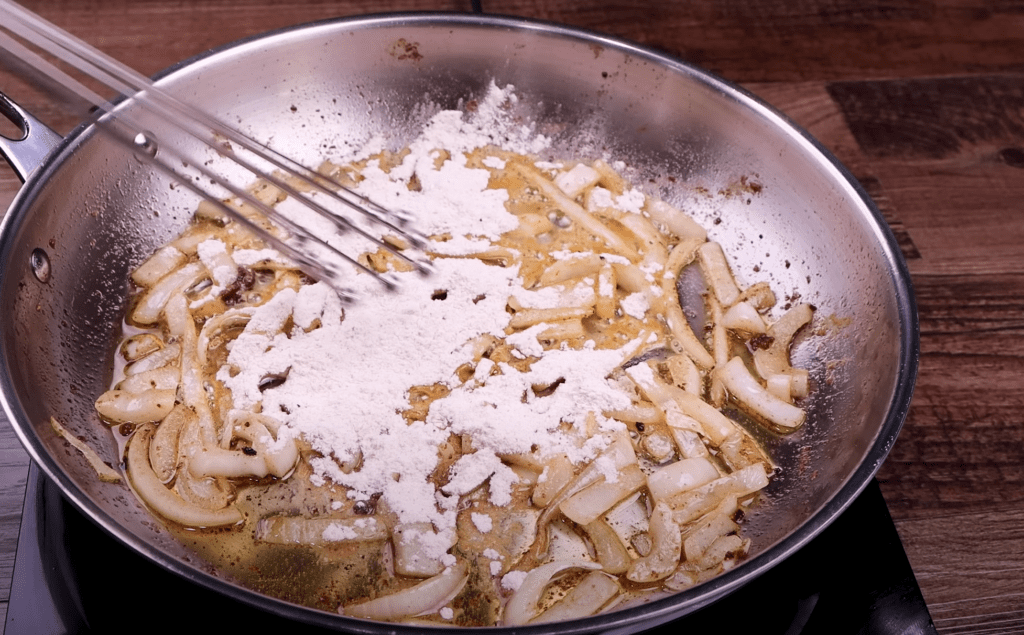 add the flour to make the roux