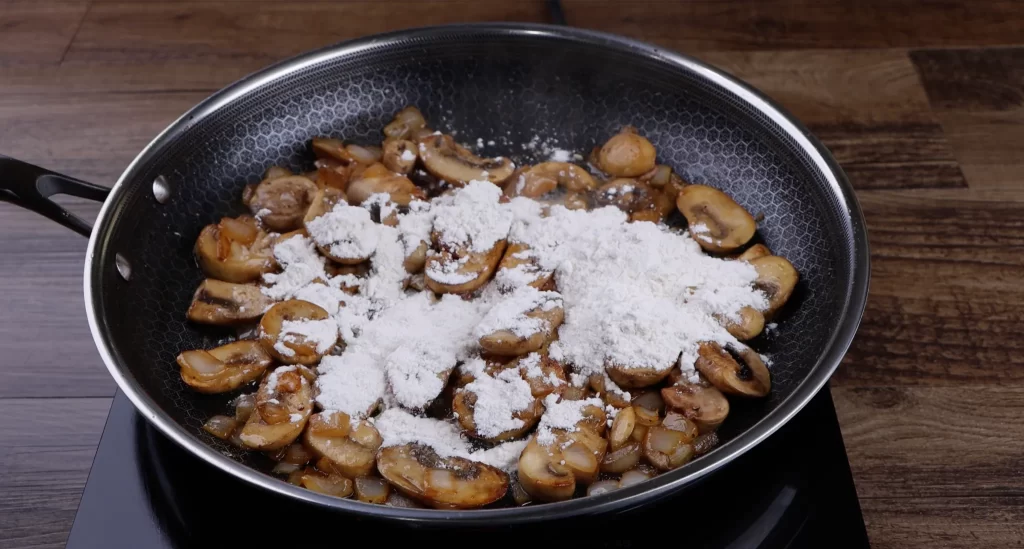mushrooms and onion for beef stroganoff