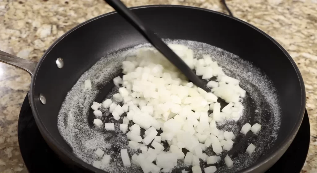 Sautéing onion for Mealoaf