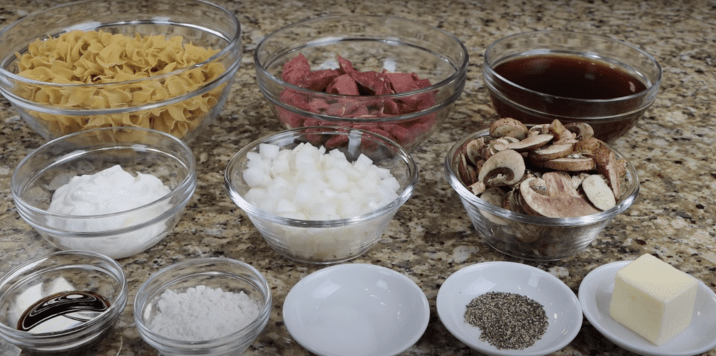 ingredients for beef stroganoff recipe