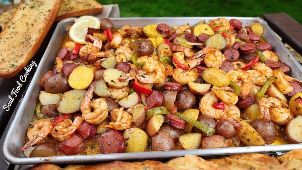 sheet pan shrimp and sausage labor day recipes