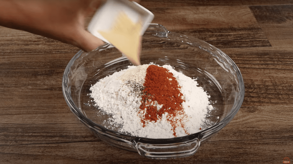 Making the batter for chicken fried steak