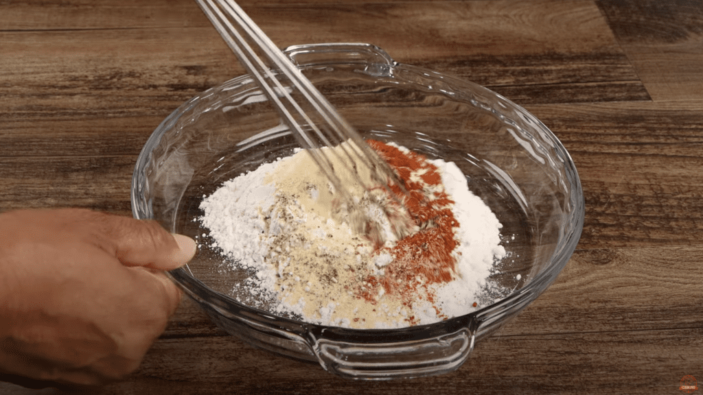 Making the batter for chicken fried steak