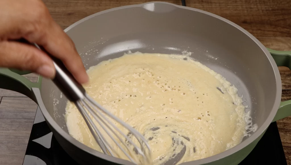 creating the roux for the turkey gravy