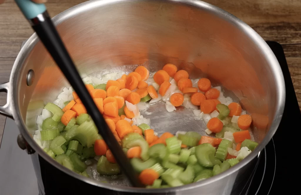 sautéing the celery and carrots