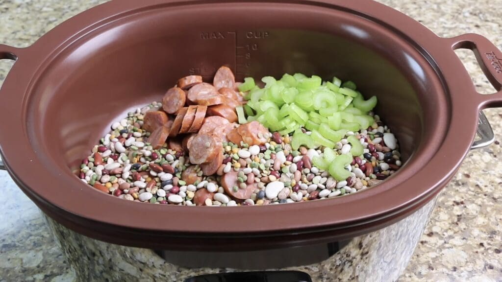 preparation for slow cooker, crock pot 15 bean soup