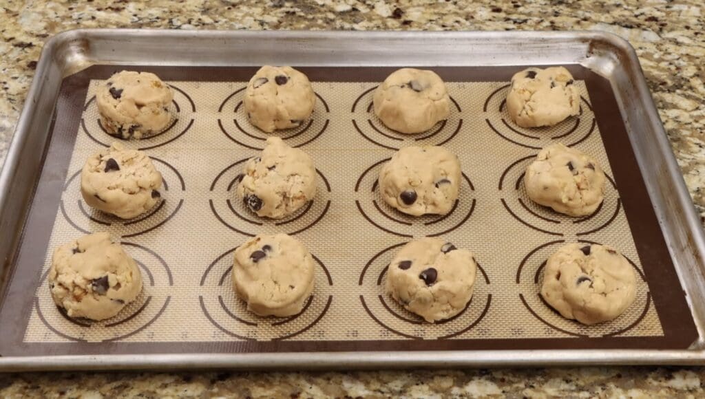 cookie dough on cookie sheet