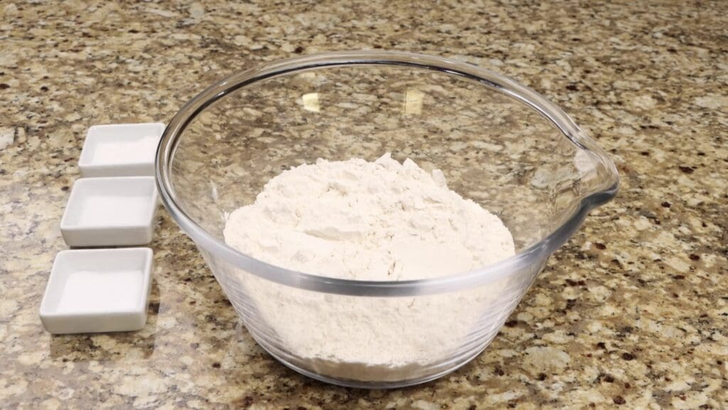 mixing the dry ingredients for the chocolate chip walnut cookies