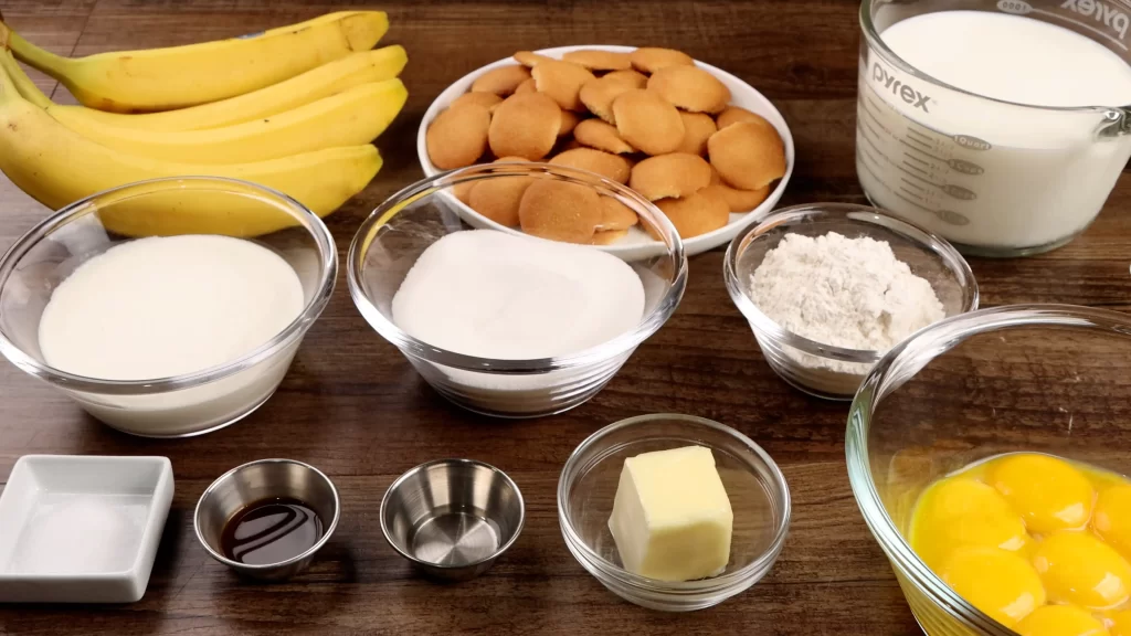 Ingredients for banana pudding