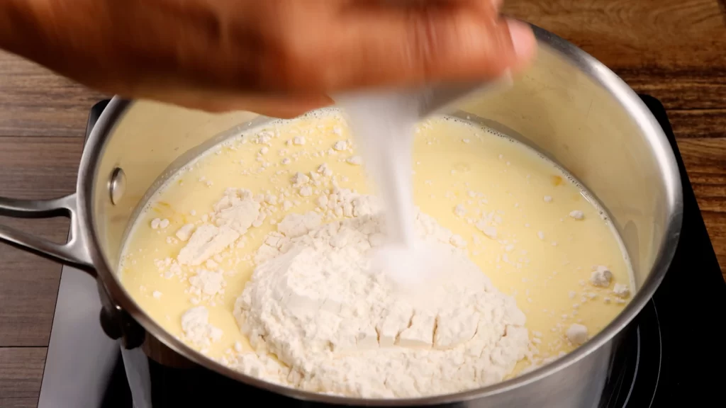 adding the flour and salt 