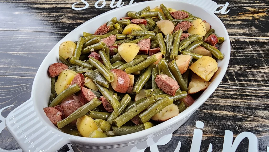 Green Beans and potatoes with Sausage