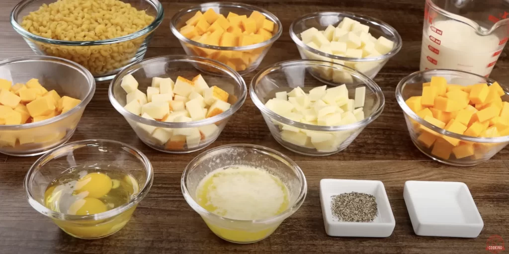 Ingredients for Baked Mac and Cheee