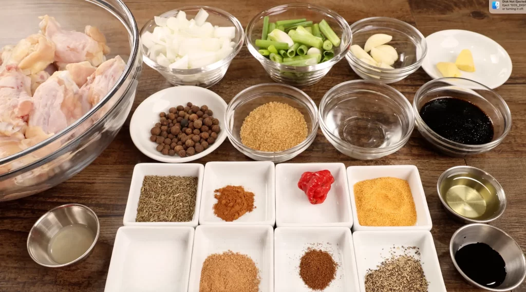 Ingredients for Jerk Chicken