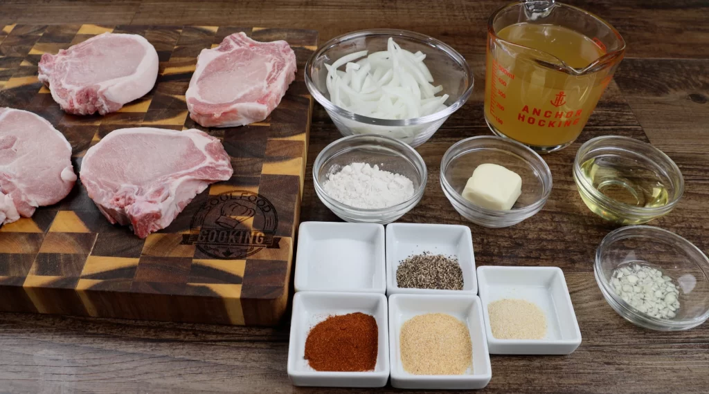Ingredients for smothered pork chops